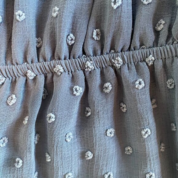 Monteau blue dotted Swiss sleeveless dress Womens Medium ruffle feminine - Picture 9 of 10